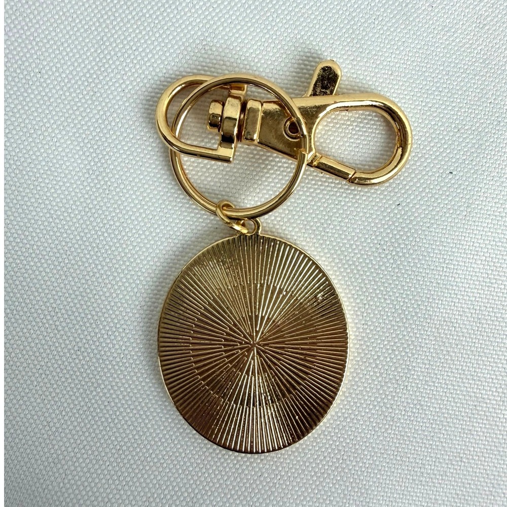 UFO Bigfoot Keychain Gold Enamel Sasquatch Alien Spaceship Cryptid Key Ring - Picture 4 of 4
